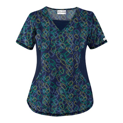 UA Twister Navy Print Scrub Top