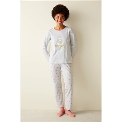 Penti Tea Time Uzun Kollu Pantolon Gri Pijama Takımı PN33H0J023SK-AGJ