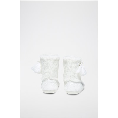 Zapatillas de casa altas forradas Megg Crudo