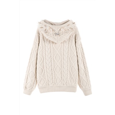 Cárdigan con capucha Beige
