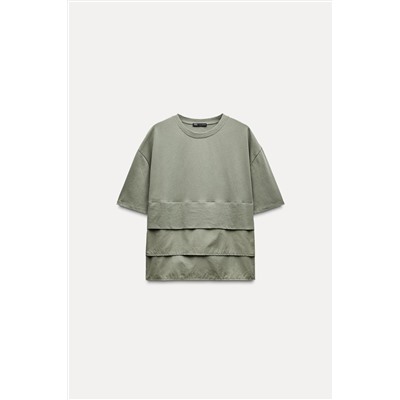 CONTRAST BOX PLEAT T-SHIRT