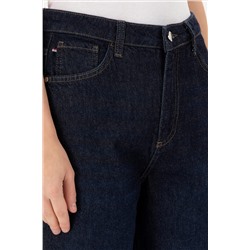Kadın Koyu Mavi Flare High Waist Fit Jean Pantolon