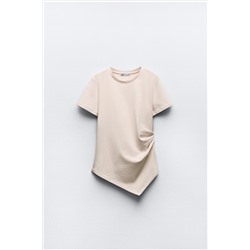 GATHERED T-SHIRT WITH ASYMMETRIC HEM