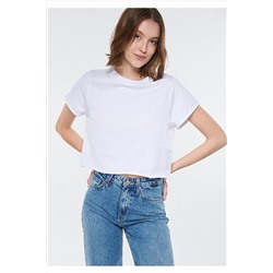 Mavi Beyaz Basic Crop Tişört Crop / Kısa Kesim 168220-620