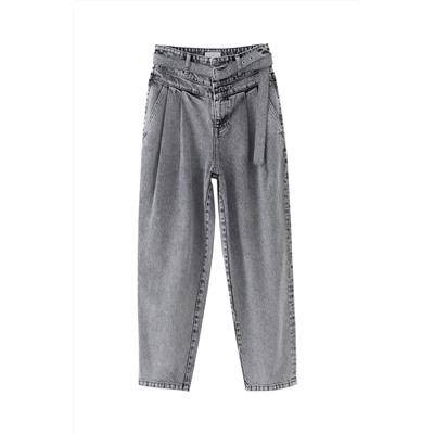 Vaquero boyfriend de tiro alto Gris