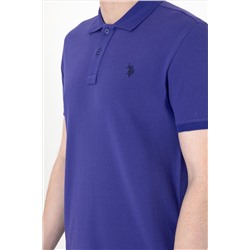 Erkek Slim Fit Polo Yaka Mavi Basic Tişört