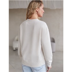 Свободный свитшот с принтом и разрезами из эластичного футера двухнитки без начеса