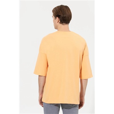 Erkek Kavun Oversize Bisiklet Yaka Tişört