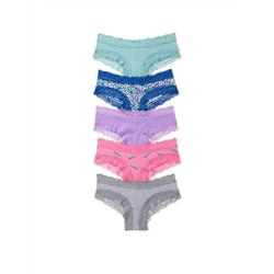 VICTORIA'S SECRET 5-Pack Lace Waist Cotton Cheeky Panties