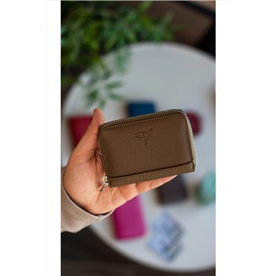 Garbalia, Sydney Hakiki Deri Bozuk Para Gözlü Fermuarlı Unisex Haki Yeşil Cüzdan