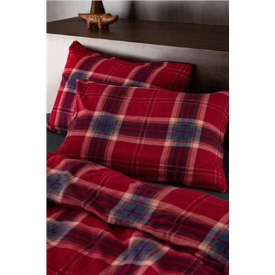 Lenard King Size %100 Pamuk Flanel Nevresim Takımı - Kırmızı