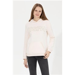 Kadın Ekru Kapüşonlu Basic Sweatshirt