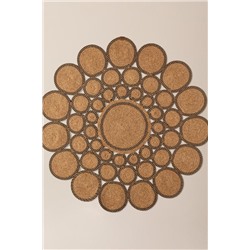 Alsace Yuvarlak Eklemeli Kilim - Naturel/Siyah - 120 cm
