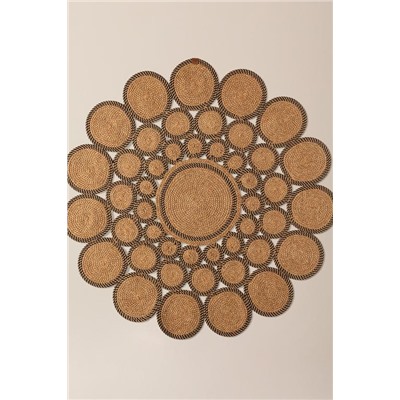Alsace Yuvarlak Eklemeli Kilim - Naturel/Siyah - 120 cm