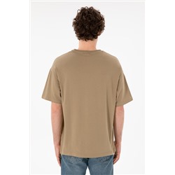 Erkek Oversize Fit Bisiklet Yaka Haki Tişört
