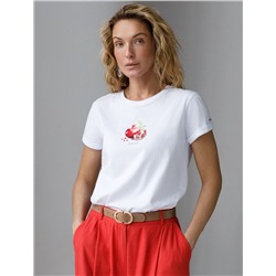 Свободная футболка с принтом из премиального хлопка с эастаном