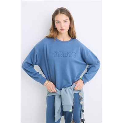 Sudadera felpa algodón azul