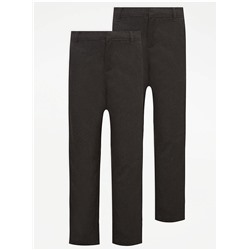 Boys Charcoal Skinny Leg School Trousers 2 Pack