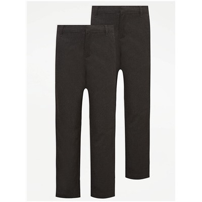Boys Charcoal Skinny Leg School Trousers 2 Pack
