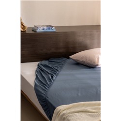 Ciel King Size Plus %100 Pamuk Lastikli Saten Çarşaf - Koyu Mavi