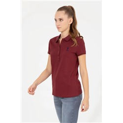 Kadın Vİşne Basic Polo Yaka Tişört