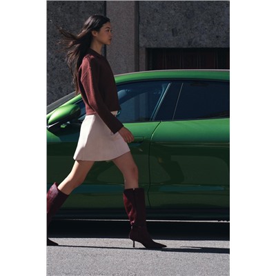 FAUX SUEDE SKIRT WITH BELT