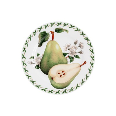 Тарелка десертная, 20 см, фарфор F, белая, Груша, Orchard Fruits, 54837