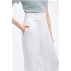 Pantalón palazzo de tiro alto Blanco