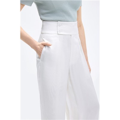 Pantalón palazzo de tiro alto Blanco