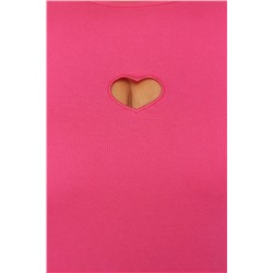 Pembe Slim Fit Kalpli Cut-Out Detaylı Fitilli %100 Pamuk Örme Büyük Beden T-shirt TBBSS24BF00006