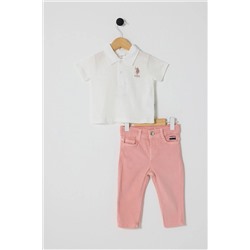 U.S. Polo Assn., U.S.POLO KIZ BEBEK 2Lİ KISA KOL T-SHIRT TAKIM Beyaz