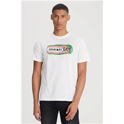 Lee, Regular Fit Normal Kesim Bisiklet Yaka %100 Pamuk Beyaz Tişört