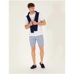 Koyu Mavi Slim Fit Beli Lastikli Şort Şort