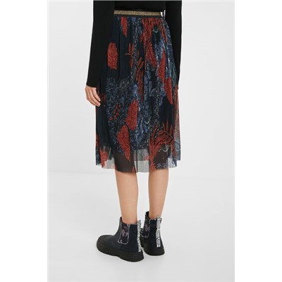 Falda midi plisada floral