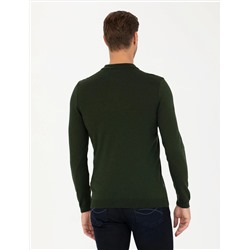 Koyu Yeşil Slim Fit Basic Kazak