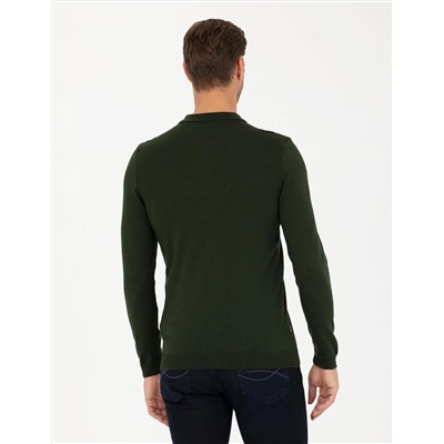 Koyu Yeşil Slim Fit Basic Kazak