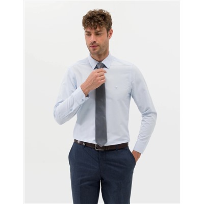 Açık Mavi Slim Fit Uzun Kollu Basic Gömlek