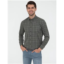 Haki Regular Fit Uzun Kollu Gömlek