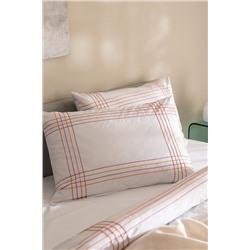 Holly King Size %100 Pamuklu Nevresim Takımı - Beyaz/Turuncu