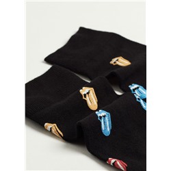 Kurze Herren-Baumwollsocken mit Rock-Band-Print