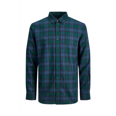 Camisa slim fit Índigo y verde