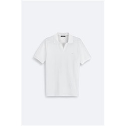 Avva, Erkek Ekru Apaj Yaka Jakarlı T-Shirt A41Y1068