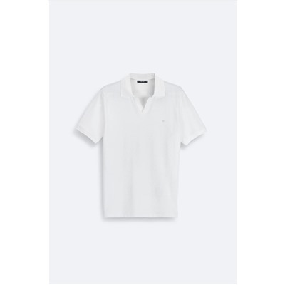 Avva, Erkek Ekru Apaj Yaka Jakarlı T-Shirt A41Y1068