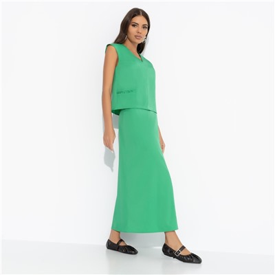 Костюм с юбкой из лёгкой ткани, Подход со вкусом (green, 2 в 1)