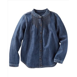 Denim Button-Front Top