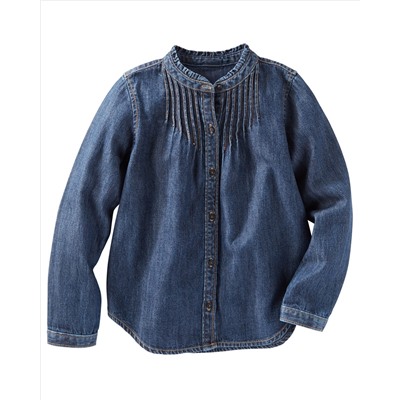 Denim Button-Front Top