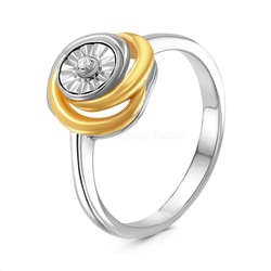 Серьги из родированного серебра с бриллиантом и золочением 925 пробы SE01991I3/G