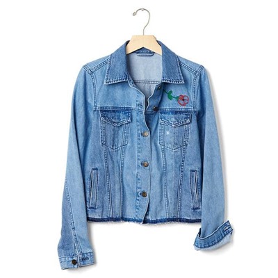 1969 icon raw hem embroidered denim jacket (Джинсовая куртка)