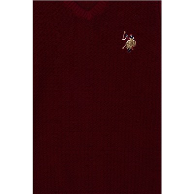 Erkek Çocuk Bordo Basic V - Yaka Kazak