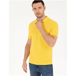 Sarı Slim Fit Polo Yaka Basic Tişört